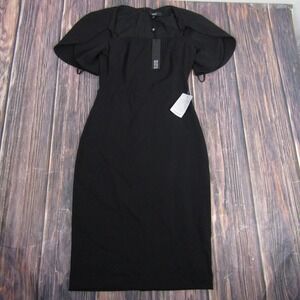 Badgley Mischka Dress Womens 2 Black SC2730 Short Sleeve Midi Sheath Cocktail